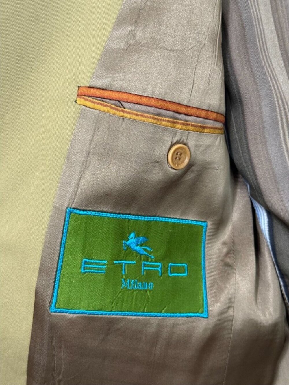 Etro Men's 100% Cotton Blazer Sport Coat Tan 3-Button Upscale Casual IT 54/US 44 - Picture 13 of 16